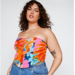 NastyGal Mixed Print Corset Top